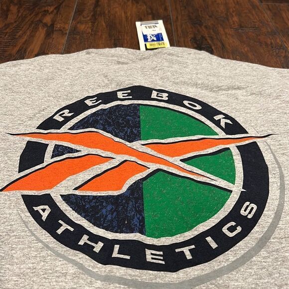 VTG 1996 Reebok Athletics size M big logo on back tee New with tags heather grey - Picture 2 of 10